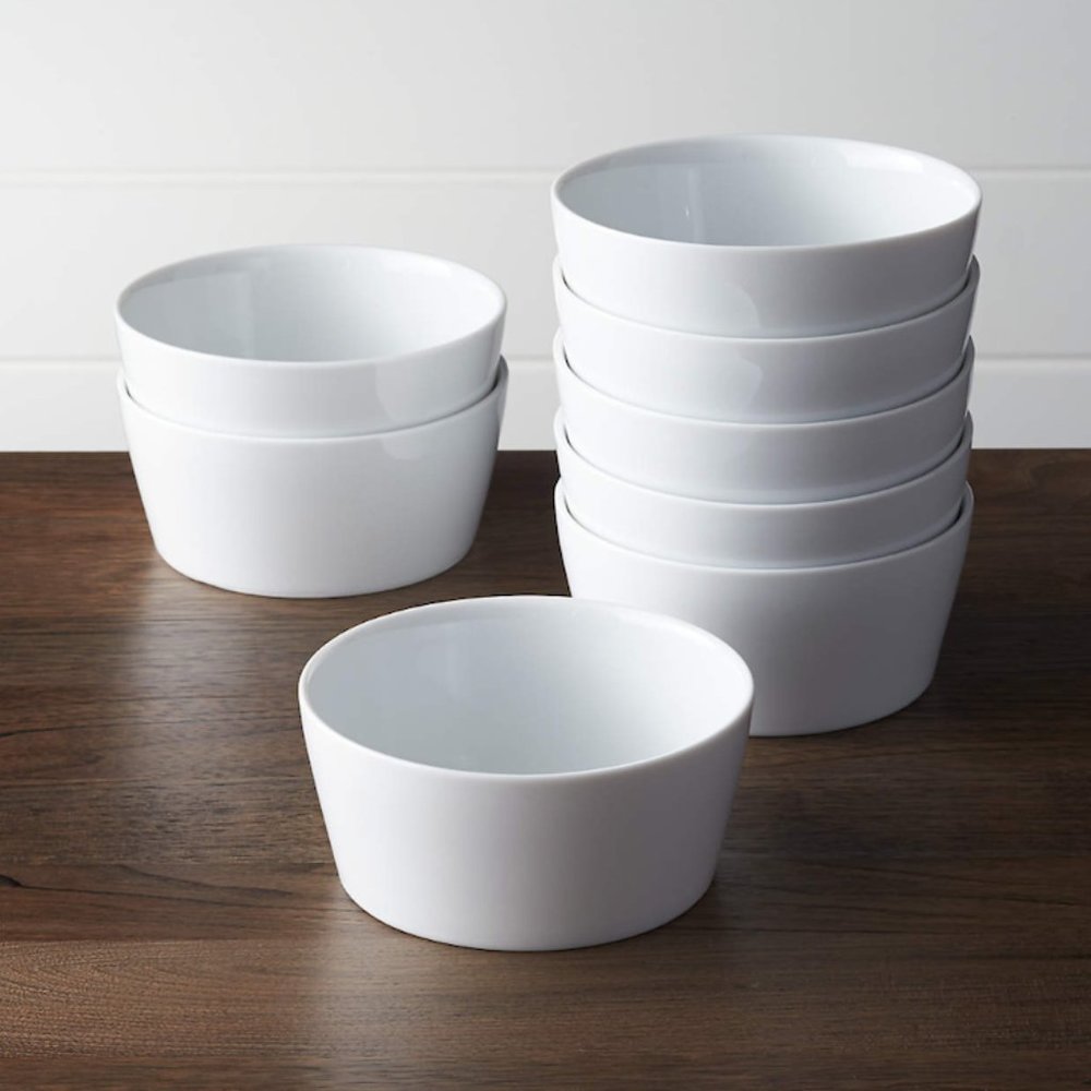 Crate & Barrel Verge White Porcelain Bowls — Set of 4 — Martin Hunt Design 🍽️✨